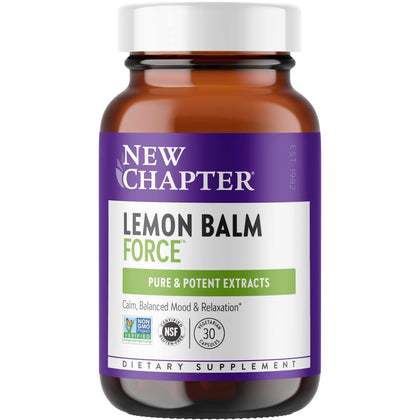 New Chapter Lemon Balm Force with Supercritical Lemon Balm for Mood Support + Immune Support + Non-GMO Ingredients - 30 ct Vegetarian Capsules
