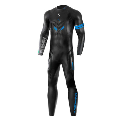 Synergy Endorphin Men's Full Sleeve Triathlon Wetsuit (Black/Blue, L1)