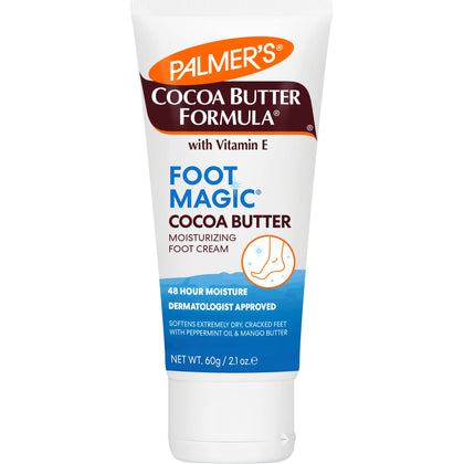Palmer's Cocoa Butter Formula Foot Magic Moisturizing Foot Cream for Dry, Cracked Heels, Feet Moisturizer with Peppermint Oil & Vitamin E, 2.1 Ounces