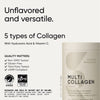 Sports Research Multi Collagen Protein Powder (Type I, II, III, V, X) with Hyaluronic Acid + Vitamin C | 5 Types of Food Based Collagen, 30 Servings (Unflavored)