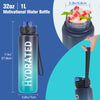 Sahara Sailor Water Bottles, 32oz Motivational Sports Water Bottle with Time Marker - Times to Drink - Tritan, BPA Free, Wide Mouth Leakproof, Fast Flow Technology with Clean Brush (1 Pack)
