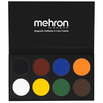 Mehron Makeup Paradise Makeup AQ 8 Color Basic Palette | Magnetic Refillable Body Paint & Face Paint Palette | Professional Water Activated Makeup for Costumes, SFX, Halloween, & Cosplay