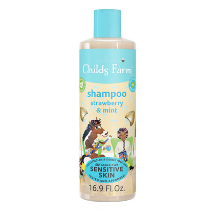 Childs Farm, Kids Shampoo for Dry, Sensitive, Eczema-prone Skin & Scalp, Strawberry & Organic Mint, Detangles & Nourishes, Vegan, Cruelty-Free, 16.9 fl oz