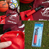 Valiant Sports Ball Pump Inflator with 5 Needles (Pin) and Pouch, Dual Action Hand Held Portable Air Pump with pins to Inflate Soccer Ball, Football, Volleyball, Rugby,Netball & Basketball (Red)