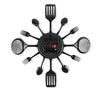 CIGERA 16 Inch Large Kitchen Wall Clocks with Spoons and Forks,Great Home Decor and Nice Gifts,Black