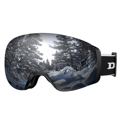 DBIO Ski Goggles Magnetic Lens - Frameless, UV Protection Anti fog OTG Snow/Snowboard Goggles for Men Women Adult Youth
