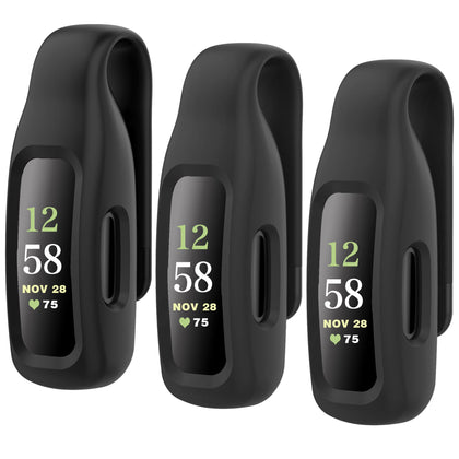 HSWAI 3-Pack Clips Replacement for Fitbit Inspire 2/Fitbit Inspire 3, Soft Comfortable Silicone Clip 360°Protection Holder Accessory Compatible with Fibit Inspire 2/3?3 Black