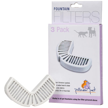 Pioneer Pet Replacement Filters for Ceramic & Stainless Steel Fountains, Raindrop Filters (3 Filters),White