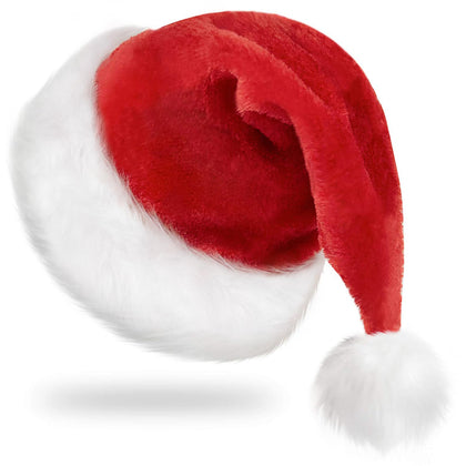 RJVW Christmas Hat, Santa Hat, Xmas Holiday Hat for Adults, Unisex Velvet Classic Santa Hat for Xmas New Year Party Headwear