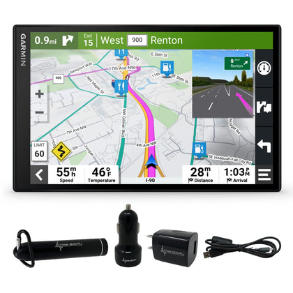 Garmin DriveSmart 86, 8-inch Car GPS Navigator with Bright, Crisp High-Res Maps and Voice Assist with Wearable4U Power Pack Bundle