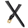 BISONSTRAP Leather Watch Straps, Soft Replacement Bands with Polished Buckle,8mm, Black with Gold Buckle