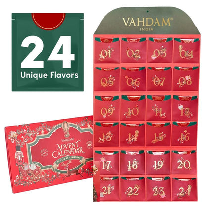 VAHDAM Advent Calendar 2023 - Limited Edition Folding Gift Set - 24 Unique Loose Leaf Teas - Holiday Gift Pack - Christmas Advent Calender 2023 Adult Women & Men - Advent Tea Calendar
