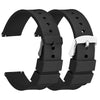 Molain 2 Pcs Silicone Rubber Watch Bands - Quick Release, Black/Silver Stainless Steel Buckle, Waterproof Sporty Replacement Universal Watch Straps Bracelet Wristband for Men Women(18mm, Black Band)