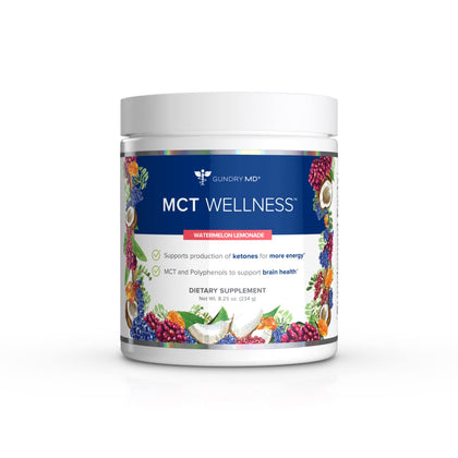 Gundry MD MCT Wellness Powder to Support Energy, Ketone Production and Brain Health, Keto Friendly, Sugar Free (30 Servings) (Watermelon Lemonade)
