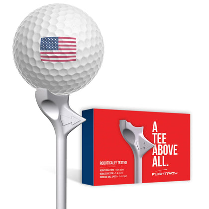 FLIGHTPATH Premium Golf Tees - Durable Plastic Golf Tees Designed to Enhance Golf Shot Distance & Precision - Robotically Tested to Reduce Ball Spin - USGA Approved Golf Equipment - (Pack of 8, 3.25)