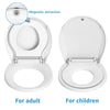 Round Toilet Seat with Built in Potty Training Seat, Potty Training Toilet Seat for Toddlers, Magnetic Kids Seat and Cover, Slow Close and Never Loosen, Fits both Adult and Child, White Round