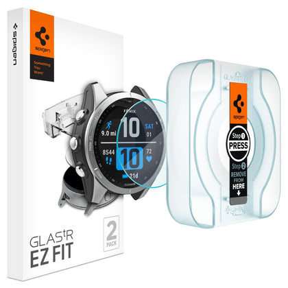 Spigen EZ Fit Tempered Glass Screen Protector for Garmin F?nix 7S - 2 Pack