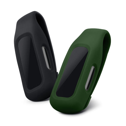 kwmobile 2X Clip Holders Compatible with Fitbit Inspire 3 / Inspire 2 / Ace 3 - Clip-On Holder Replacement Set - Black/Dark Green