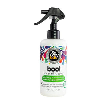 SoCozy Boo Lice Scaring Spray For Kids Hair, Clinically Proven to Repel Lice, Conditioning Spray with Keratin, No Parabens, Sulfates, Synthetic Colors or Dyes, 8 fl oz (502A)