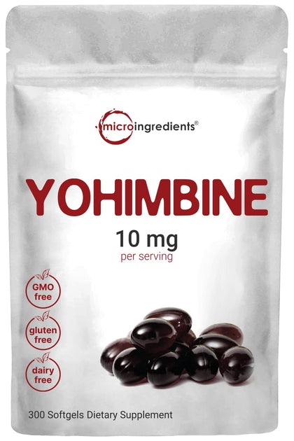 Double Strength Yohimbine Supplements for Men and Women, 10mg Per Serving, 300 Softgels, Yohimbine HCL with Virgin Sunflower Seed Oil for Better Absorption, Supports Energy Production, African Raw