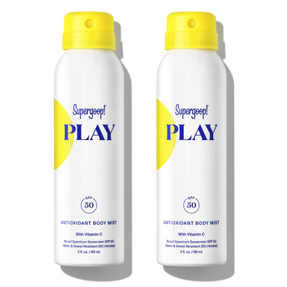 Supergoop! PLAY SPF 50 Antioxidant Body Mist w/Vitamin C, 3 fl oz - 2 Pack - Broad Spectrum Sunscreen Spray for Sensitive Skin - Great for Active Days