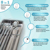 KOHEEL Dental Tools with Metal Case, 8 Count Teeth Cleaning Tools Set, Remove Plaque, Oral Care Hygiene Kit & Toothpicks Pocket Set, Reusable Dental Floss Picks Kit, Tooth Picker