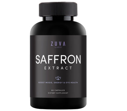 ZuvaLabs Saffron Supplements - 100% Pure Saffron Extract Mood Enhancer for Women and Men. Saffron Supplement with 90 Servings. Saffron Capsules for Eye Health