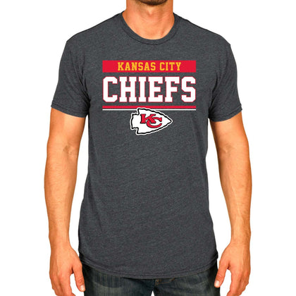 Team Fan Apparel NFL Adult Team Block Tagless T-Shirt - Cotton Blend - Charcoal - Perfect for Game Day - Comfort and Style (Kansas City Chiefs - Black, Adult X-Large)