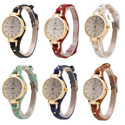 Weicam 6 Pcs Whloesale Watches Women Girls Casual Round Dial Leather Band Analog Quartz Wrist Watches