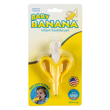 Baby Banana Yellow Banana Infant Toothbrush, Easy to Hold, Made in the USA, Train Infants Babies and Toddlers for Oral Hygiene, Teether Effect for Sore Gums, 4.33