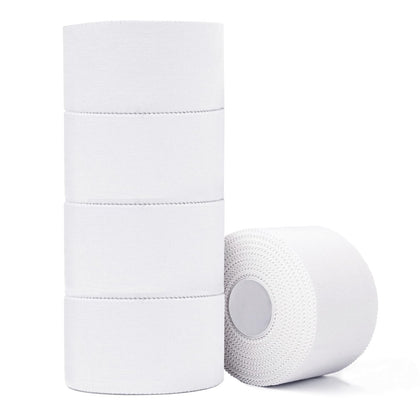 ADMITRY (5 Pack) Athletic Tape,White Sports Tape,Very Strong No Sticky Residue Wrist Ankle Tape for Gymnastics Boxing Lacrosse Climbing Hockey Bat Injuries Medical (White,1.5 Inch X 50 Yards)
