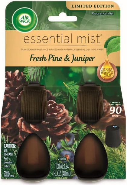 Air Wick Essential Mist - Twin Refill Fresh Pine & Juniper, 2 Refills