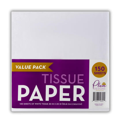 White Tissue Paper for Gift Bags, 150 Sheets of 20 x 20 Inches Bulk Tissue Paper for Packaging- Includes 150 Sheets Premium White Tissue Paper Bulk Pack, Wrapping Tissue Paper (150 Count)