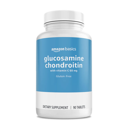 Amazon Basics Glucosamine 1500 mg with Chondroitin and Vitamin C 60 mg, 90 Tablets (2 per serving), Gluten Free