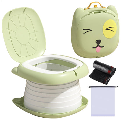 Portable Potty for Toddler Travel Foldable Potty Training Toilet for Car Camping Indoor Outdoor Bathroom for Boys Girls Baby Kids Children Green