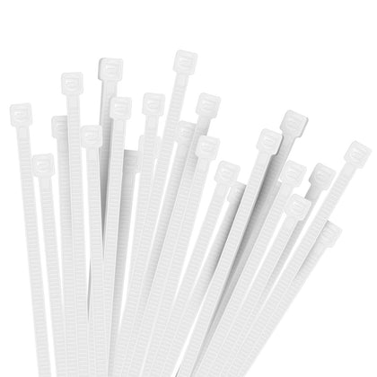 Hmrope 100pcs Cable Zip Ties White Heavy Duty 12 Inch, Premium Plastic Wire Ties Clear with 50 Pounds Tensile Strength, Self-Locking Nylon White Zip Ties for Indoor and Outdoor