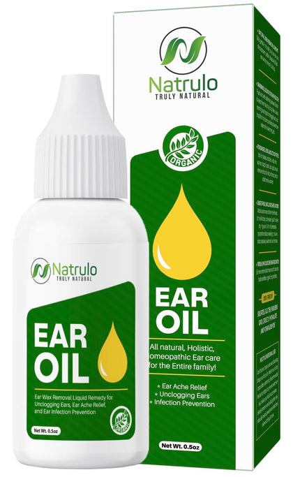 Organic Ear Oil for Ear Infection - Natural Eardrops for Ear Pain, Swimmer's Ear & Wax Removal - Kids, Adults, Baby & Dog Earache Remedy - Ear Drops with Mullein, Garlic Made in USA (0.5 Oz)