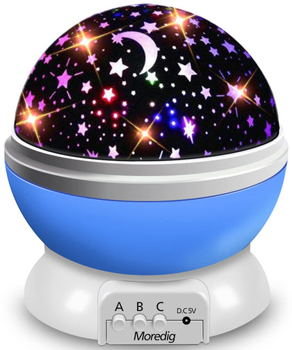 Moredig Baby Projector Night Light, Rotating Baby Light Projector Star Night Lights Projector for Kids Room, Kids Night Light with 8 Lighting Modes Christmas Gifts for Baby Boy Gifts - Blue