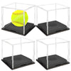 4PCS Arcylic Softball Display Case Softball Holder Stand UV Protected Clear Display Cube Memorabilia Display & Storage Box Golf Ball Baseball Display Case for Sports Ball Storage