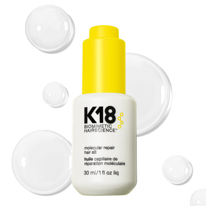 K18 Molecular Repair Hair Oil - Weightless Oil Strengthens, Repairs Damage, Reduces Frizz, Improves Shine For All Hair Types - 30 ml