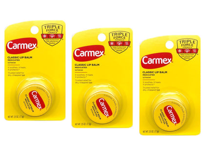 Carmex Classic Lip Balm Medicated, 0.25 oz (Pack of 3)