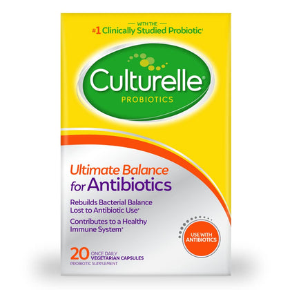 Culturelle Probiotics Ultimate Balance Probiotic for Use with Antibiotics - 20 Count - Probiotic Capsules Help Restore Good Bacteria Lost During Antibiotic Use & Contribute to A Healthy Immune System