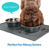 MIGHTY MONKEY Silicone Dog Food Mat, 100% Waterproof Pet Feeding Placemat for Dogs, Cats, Pets Bowls, Raised Edges Prevent Water Spills, Food on Floor, Paw Print Tray, Dishwasher Safe 18x12 Gray