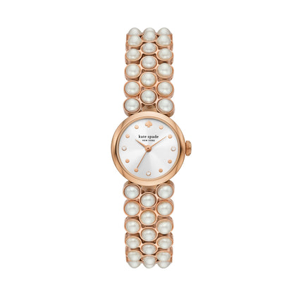Kate Spade New York Women's Monroe Pearl Three-Hand Rose Gold-Tone Stainless Steel Bracelet Watch (Model: KSW1784)