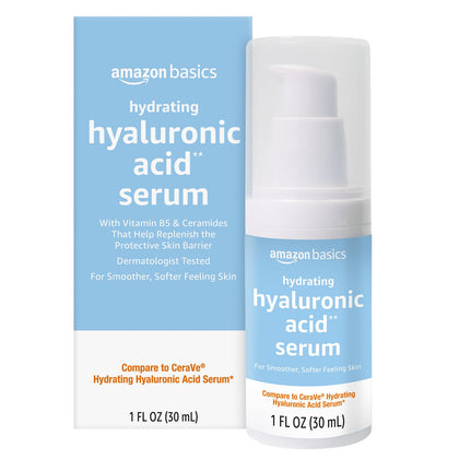 Amazon Basics Hydrating Hyaluronic Acid Serum, 1 Fluid Ounce, 1-Pack