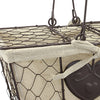 Stonebriar Farmhouse Metal Chicken Wire Picnic Basket with Hinged Lids, Handles, and Heart Detail, 10.5