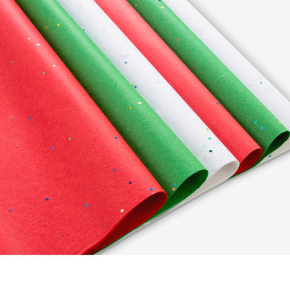 Christmas Tissue Paper for Gift Bags 100 Sheets | Red Green and White Christmas Sheets- Glittery Colorful Sparkle Christmas Wrapping Tissue Paper Bulk 20 X 20