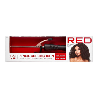 RED 1/4 Inch Thin Curling Iron, Pencil Curling Iron, Extra Small Ceramic Coating Barrel, Skinny Curling Iron Wand for Long & Short Hair