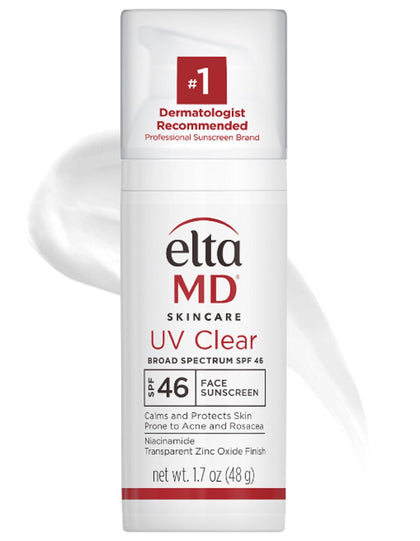 EltaMD UV Clear Face Sunscreen, SPF 46 Oil Free Sunscreen with Zinc Oxide, Protects and Calms Sensitive Skin and Acne-Prone Skin, Lightweight, Silky, Dermatologist Recommended, 1.7 oz Pump