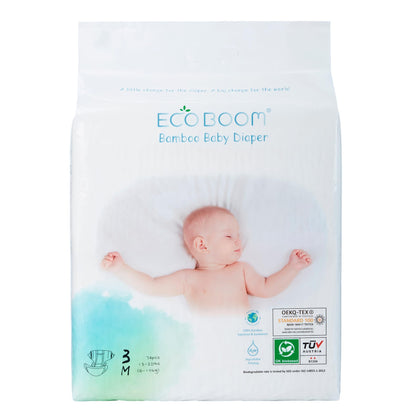 ECO BOOM Diapers, Baby Bamboo Viscose Diapers, Eco-Friendly Natural Soft Disposable Nappies for Infant, Size 3 Suitable for 13 to 22lb (Medium- 74 Count)